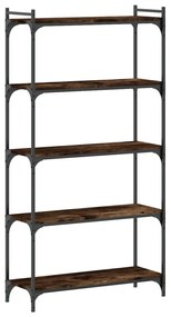 5 szintes füstös tölgy szerelt fa könyvespolc 80 x 30 x 154 cm