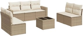 vidaXL 8 részes bézs polyrattan kerti ülőgarnitúra párnával