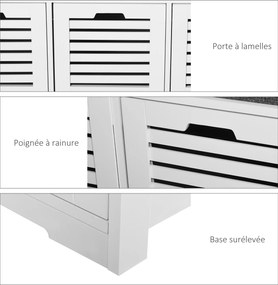 HOMCOM Cipőpad, Cipőszekrény 3 Fiókkal és Levehető Ülőpárnával, Tárolópad Előszobába, Bejárati Ajtóhoz, Hálószobába, méretei: 108L x 35W x 43H cm, feh