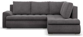 Tokio sarokkanapé, L alakú háttámlával, 2 ágyneműtartóval, kordbársony, jobboldali, szürke