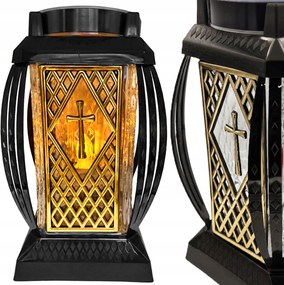 Napelemes Led Mécses Nagy Üveg Temető Sír Lampion Led Kereszt Meleg