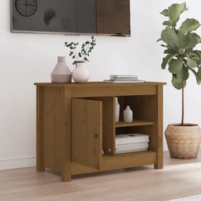 mézbarna tömör fenyőfa TV-szekrény 70 x 36,5 x 52 cm