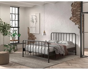Fekete fém franciaágy ágyráccsal 160x200 cm BRONXX – Vipack