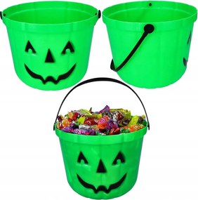 Vödör édesség vödör Neon Zöld Sütőtök Halloween 20cm