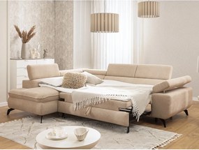 Bézs zsenília sarokkanapé (bal oldali-L alakú) Marbeya – Ropez
