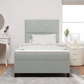Boxspring Ágy Matrac Könnyű Szürke Kis Kétszemélyes Bársony