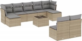 vidaXL 10 részes bézs polyrattan kerti ülőgarnitúra párnával