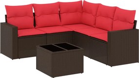 vidaXL 6 részes barna polyrattan kerti ülőgarnitúra párnával