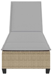 bézs polyrattan napozóágy párnákkal 55x200x25,5 cm