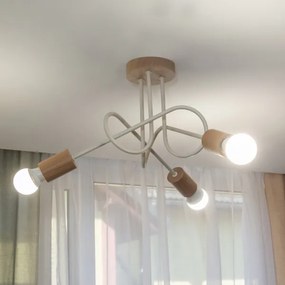 Felületre szerelt csillár OXFORD 3xE27/15W/230V fenyő/krémszínű