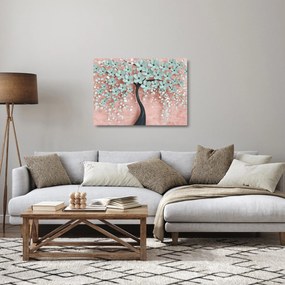 Kép - Pasztell kék virágok (üvegen) (70x50 cm)