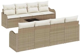 vidaXL Kerti Kanapé Szett Bézs 55 x 55 x 37 cm polirattan