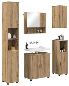 Fürdőszoba bútor szett 5 pcs kézműves tölgy 61 x 35 x 64 cm