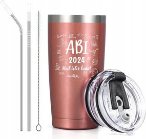 Thermo bögre 600 ml Ajándékok végzősöknek 2024 Német nyelv rózsaszín