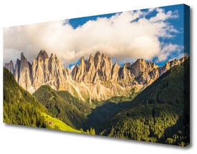 Canvas kép Csúcstalálkozók hegység felhők Forest Meadow 100x50 cm