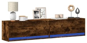 füstös tölgy falra szerelhető TV-szekrény LED-del 180x31x38 cm
