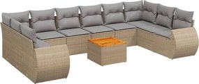 vidaXL 11 részes bézs polyrattan kerti ülőgarnitúra párnákkal
