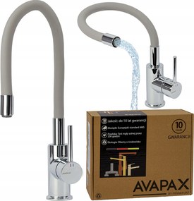 Konyhai álló csaptelep mosogatóhoz sárgaréz flexibilis kifolyócső szürke szilikon