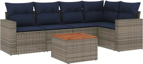 vidaXL 6 részes szürke polyrattan kerti ülőgarnitúra párnával