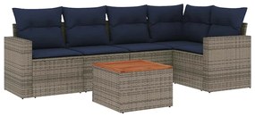 vidaXL 6 részes szürke polyrattan kerti ülőgarnitúra párnával