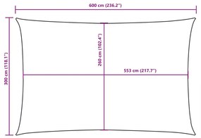 fekete téglalap alakú oxford-szövet napvitorla 3 x 6 m