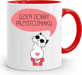 Piros Bögre Ajándék Fiúnak Jó Reggelt nyomott mintával