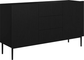 Nicole komód 150 cm fiókos, martell fronttal – fekete matt / fekete lábak