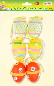 Műanyag tojás 6 cm kézzel festett 6 db