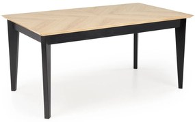 Asztal Houston 1751Tölgy, Fekete, 75x90x160cm, Hosszabbíthatóság, Fa, Természetes fa furnér, Fa, Természetes fa furnér