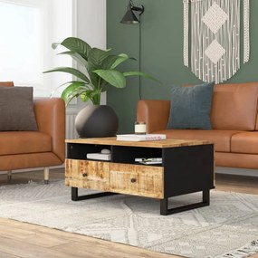 tömör mangófa és szerelt fa dohányzóasztal 80 x 54 x 40 cm