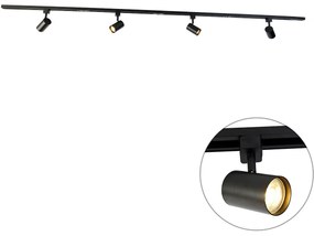 Modern sínrendszer 4 spotlámpával fekete 1 fázisú - Iconic Yade