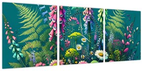 Kép - Mezei virágok (órával) (90x30 cm)
