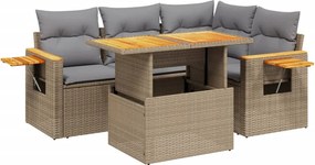 vidaXL 5 részes bézs polyrattan kerti ülőgarnitúra párnákkal