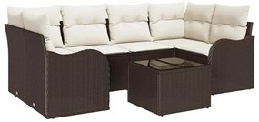 vidaXL Kerti Kanapé Szett párnával tárolóval 7 pcs Barna és Krém