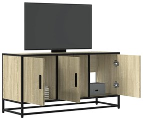 sonoma tölgy színű szerelt fa és fém TV-szekrény 100x35x50 cm