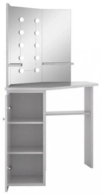 betonszürke sarok-fésülködőasztal LED-del 111x54x141,5 cm