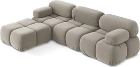 Bézs bársony moduláris sarokkanapé Lokua – Makamii