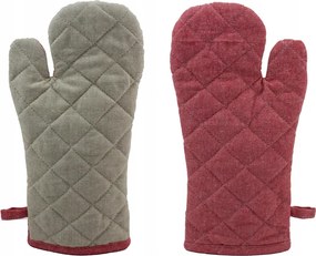 Sütőkesztyű, bézs és piros