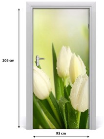 Poszter tapéta ajtóra fehér tulipán 75x205 cm