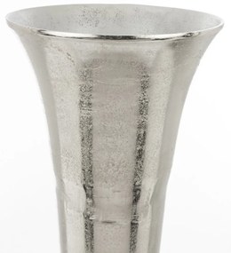 Loyd design magas ezüstszín hengeres fodros fém serleg szögletes masszív talppal 79x30x30cm