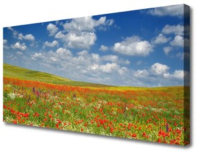 Vászonkép Virág rét táj 125x50 cm