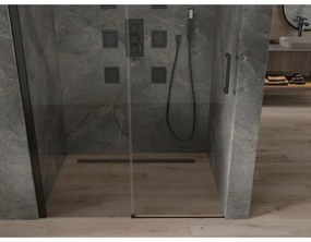 Mexen OMEGA tolózuhanyajtó 150 cm, fekete-átlátszó, 825-150-000-70-00