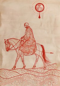 Poszter 68x98cm Lovas és lórajzok