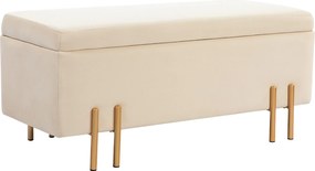 Tároló pad fedéllel 220 kg teherbírás HOMCOM kárpitozott ülőpad rejtett tárolóval ágyláda pad fém lábakkal előszoba hálószoba nappali bézs 100x40x42 c