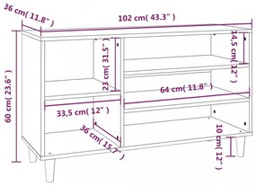 vidaXL füstös tölgy színű szerelt fa cipősszekrény 102 x 36 x 60 cm