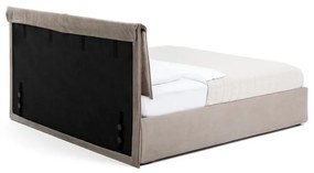 Kárpitozott franciaágy taupe színű, tárolóhellyel, matraccal/ráccsal 180x200 cm Thessa Pillow - Bonami Selection