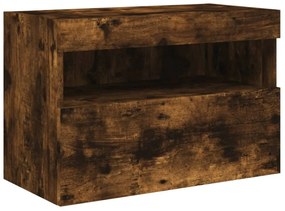 füstös tölgy színű fali TV-szekrény LED-ekkel 60x30x40 cm