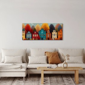 Kép - Festett őszi város (120x50 cm)