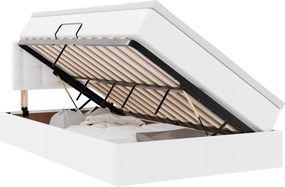 vidaXL Ágy tárolóval és matraccal matracmal Fehér 120 x 190 cm Műbőr