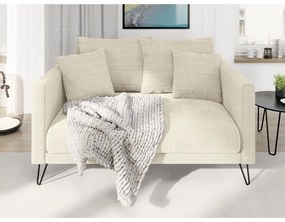 Krémszínű zsenília kanapé 140 cm Freya – Ropez